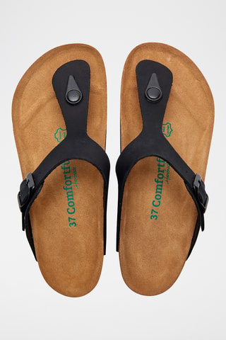 Sandalias de nobuk Aliz - Negro - Diseño ancho