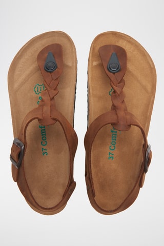 Sandalias de nobuk Grizeln - Marrón - Diseño ancho