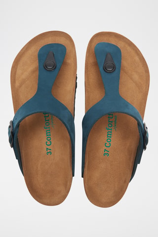 Sandalias de nobuk Aliz - Azul marino - Diseño ancho