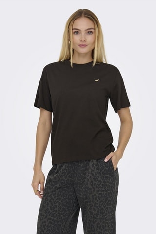 T-shirt regular en coton biologique - Marron foncé