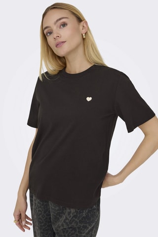 T-shirt regular en coton biologique - Marron foncé