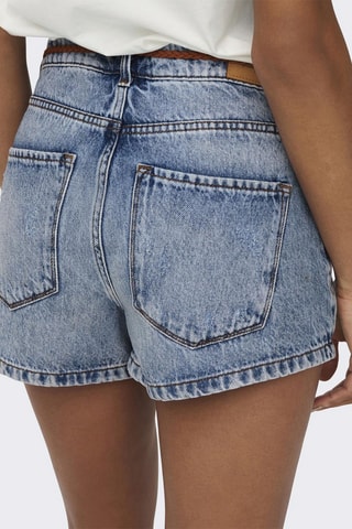 Short regular en jean en coton biologique taille haute - Bleu clair