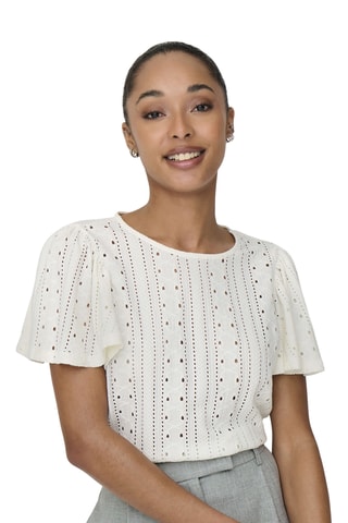 Top en broderie anglaise - Blanc