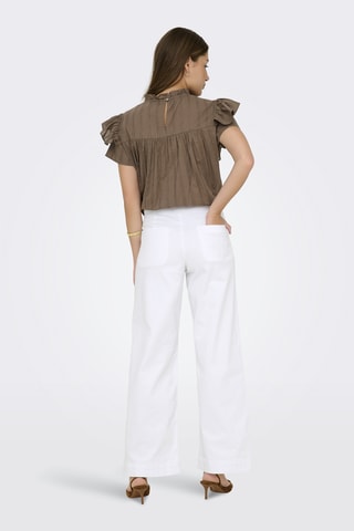Jean wide legs en coton biologique taille haute - Blanc