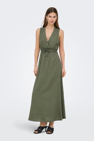 Robe longue en lin - Vert olive