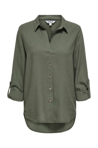 Chemisier loose en lin - Vert olive