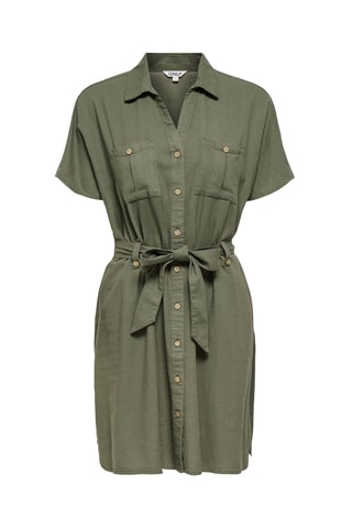 Robe chemise en lin - Vert olive