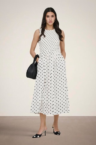 Robe midi - Ecru et noir