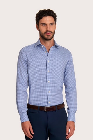Chemise slim non repassable - 100% coton - Bleu