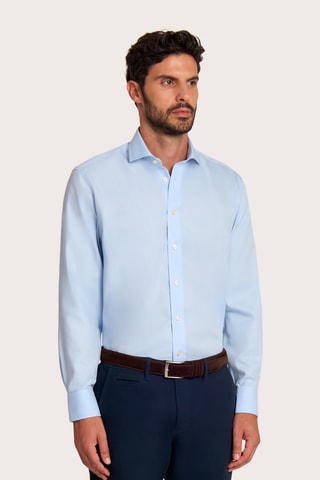 Chemise regular non repassable - 100% coton - Bleu
