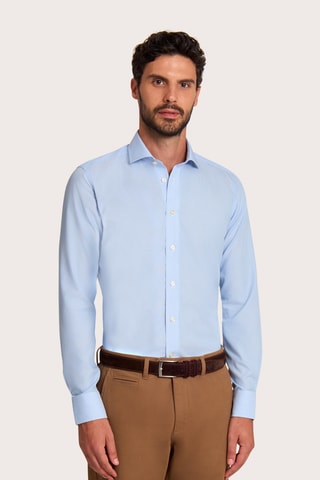 Chemise slim non repassable - 100% coton - Bleu