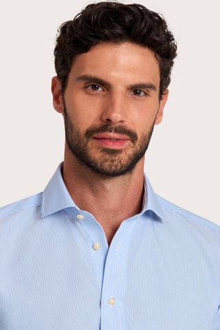 Chemise slim non repassable - 100% coton - Bleu
