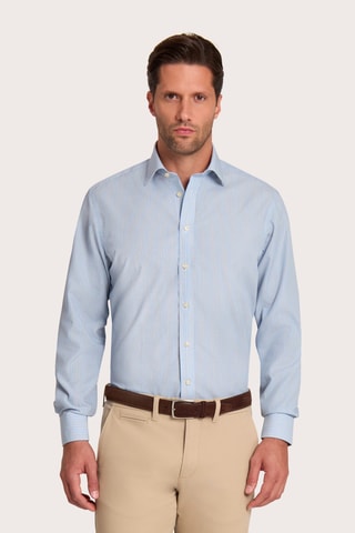 Chemise regular non repassable - 100% coton - Bleu