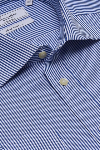 Chemise rayée regular - Blanc et bleu
