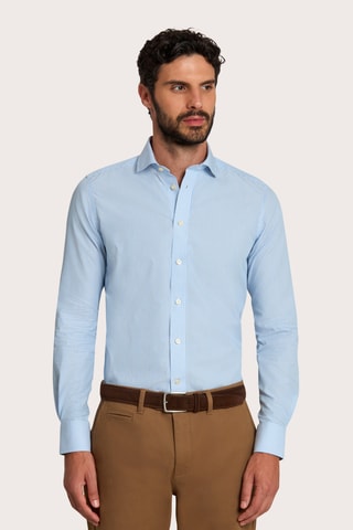 Chemise slim non repassable - 100% coton - Bleu