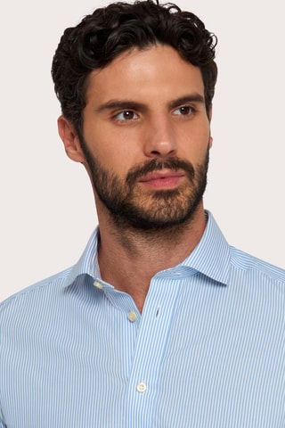 Chemise slim non repassable - 100% coton - Bleu