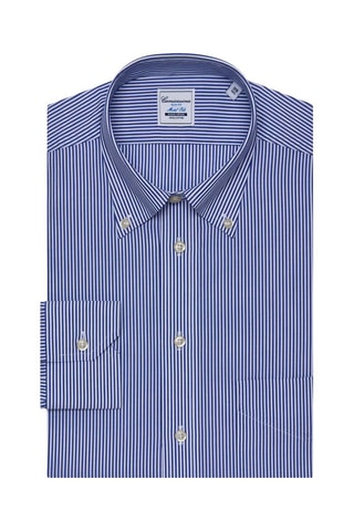 Chemise slim non repassable - 100% coton - Blanc et bleu