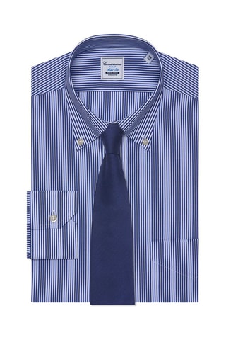 Chemise slim non repassable - 100% coton - Blanc et bleu