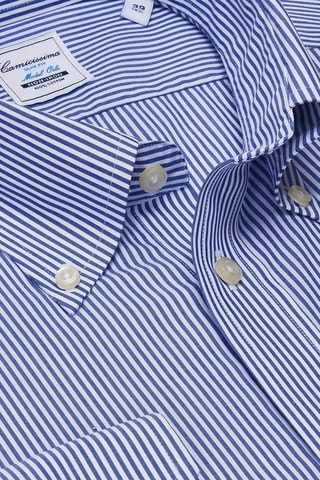 Chemise slim non repassable - 100% coton - Blanc et bleu