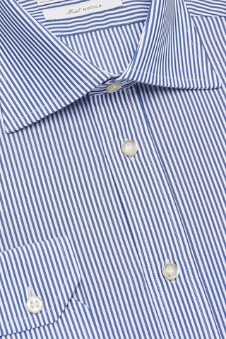 Chemise fitted - Blanc et bleu