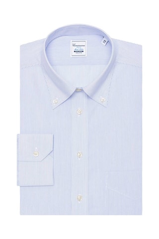 Chemise slim non repassable - 100% coton - Blanc et bleu