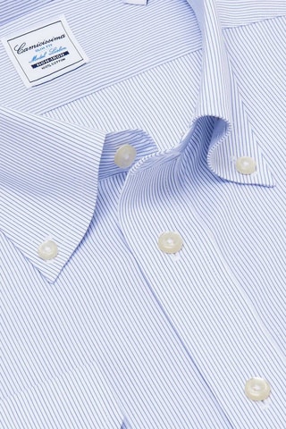 Chemise slim non repassable - 100% coton - Blanc et bleu