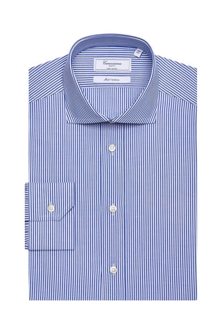 Chemise slim - Blanc et bleu