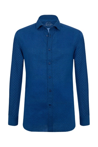 Chemise slim en lin - Bleu