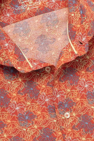 Chemise slim en lin - Rouge