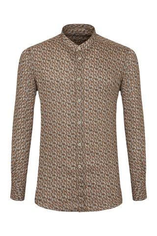 Chemise slim en lin - Marron