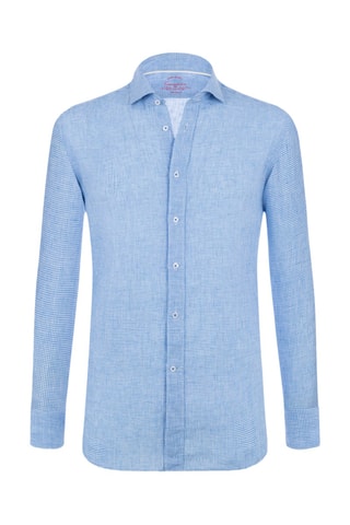 Chemise slim en lin - Bleu