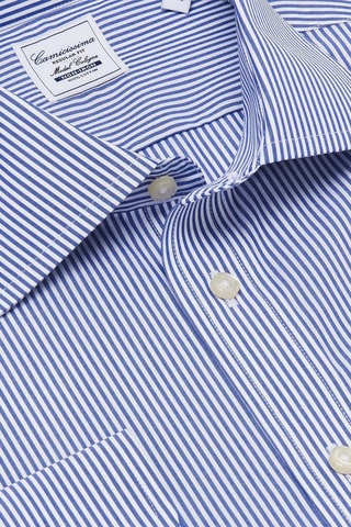 Chemise regular non repassable - 100% coton - Blanc et bleu