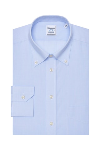 Chemise slim non repassable - 100% coton - Bleu