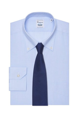 Chemise slim non repassable - 100% coton - Bleu
