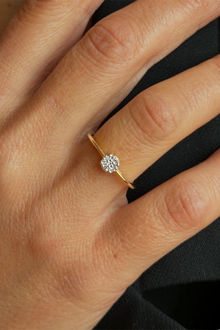 Bague - Argent plaqué or jaune, argent et diamants