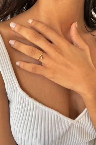 Bague - Argent plaqué or jaune et diamant