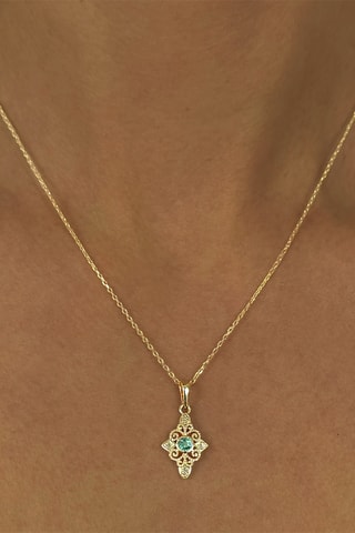 Collier - Argent plaqué or jaune, diamants et rubis