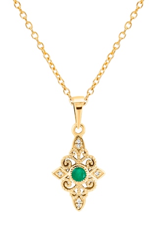 Collier - Argent plaqué or jaune, diamants et rubis