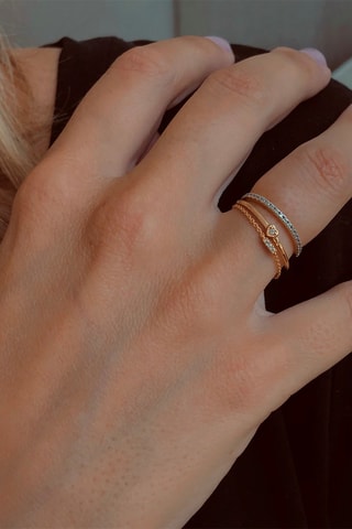 Bague - Argent plaqué or jaune et diamants