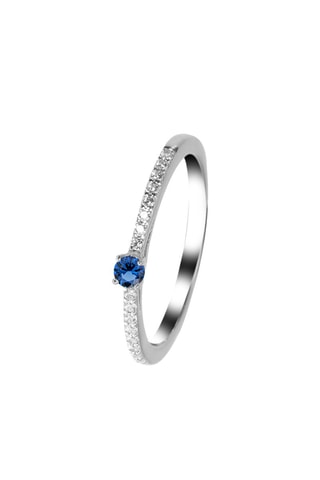Bague - Argent, diamants et saphir