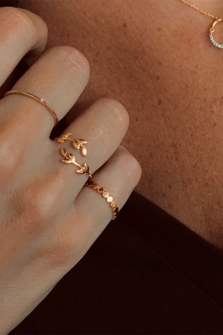 Bague - Argent plaqué or jaune et diamant