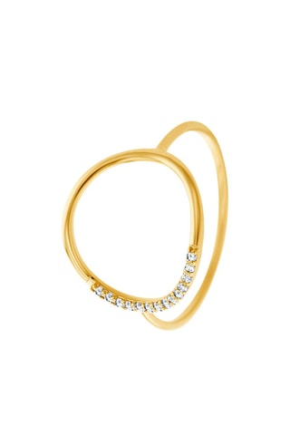 Bague - Argent plaqué or jaune et diamants
