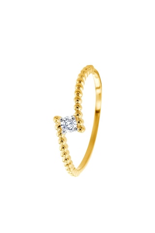 Solitaire - Argent plaqué or jaune et diamant