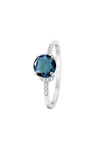 Bague - Argent, diamants et topaze