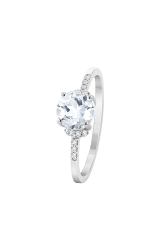 Bague - Argent, diamant et topazes