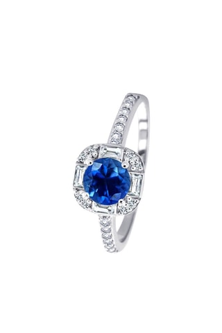 Bague - Argent, diamants, topazes et saphir