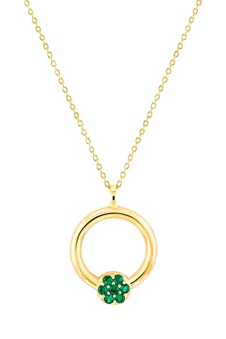 Collier - Argent plaqué or jaune et émeraudes