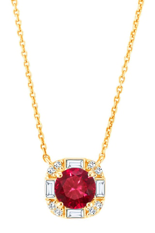 Collier - Argent plaqué or jaune, diamants, topazes et rubis