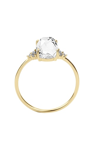 Bague - Argent plaqué or jaune, diamants et topaze