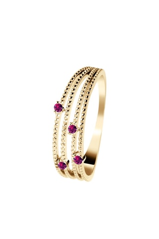 Bague - Argent plaqué or jaune et saphirs roses
